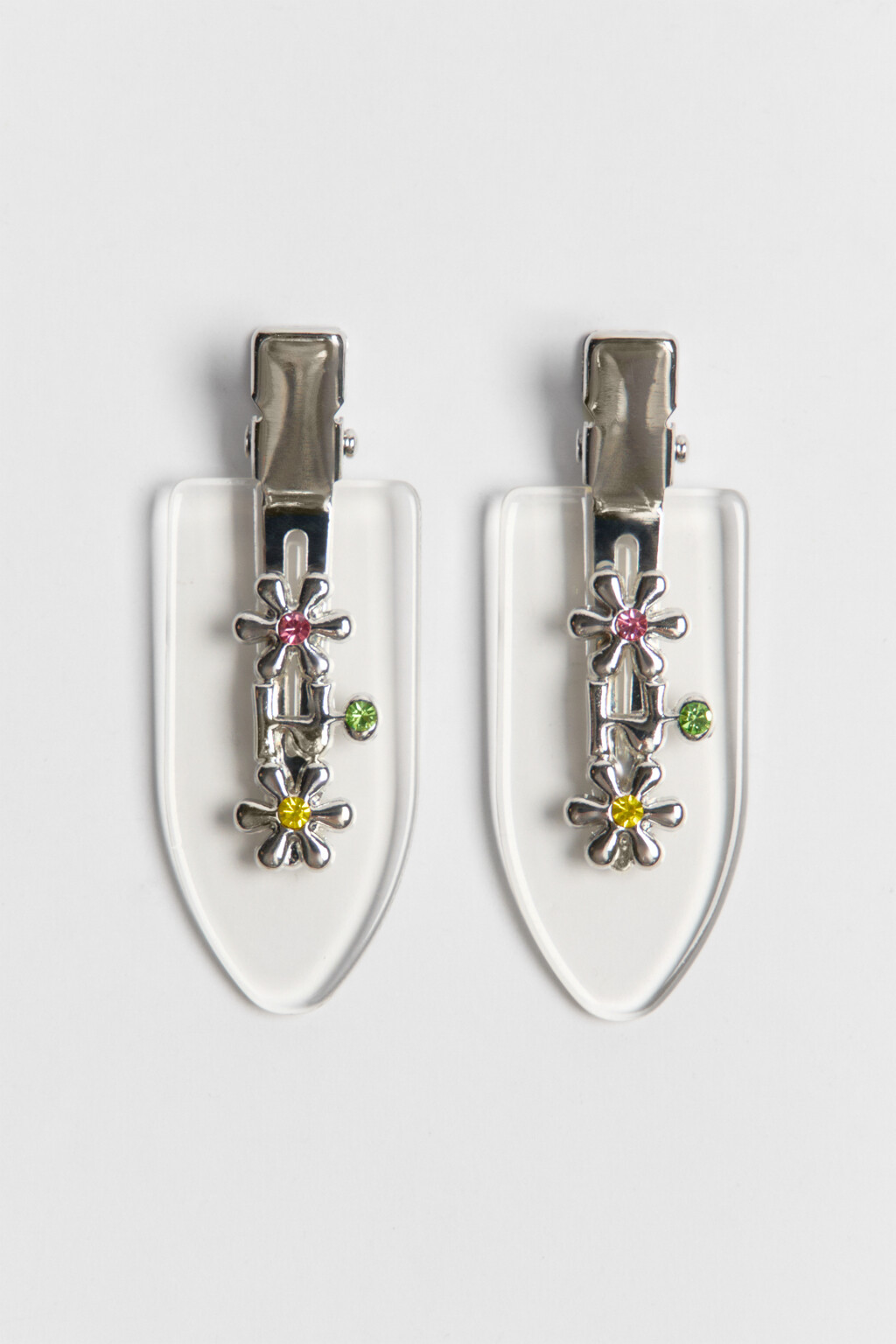 Набор заколок-зажимов для волос с декором (2 штуки) - цвет белый - 1