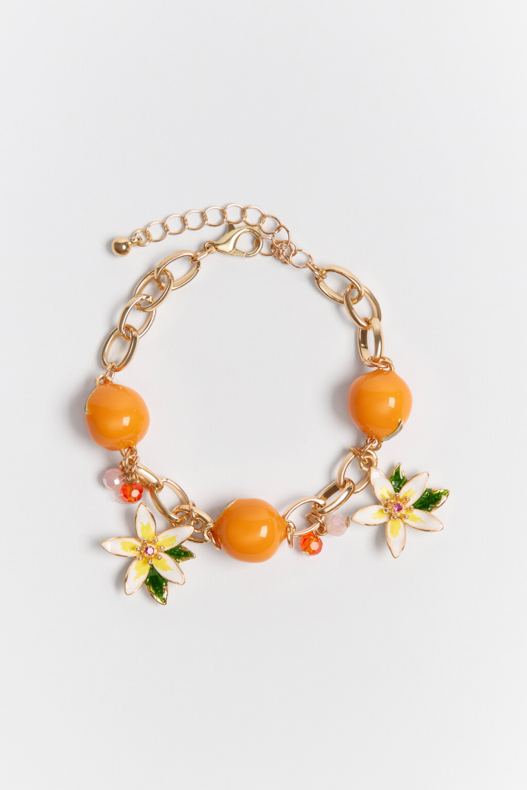 Браслет-цепочка с апельсинами и цветами - цвет желтый - 1