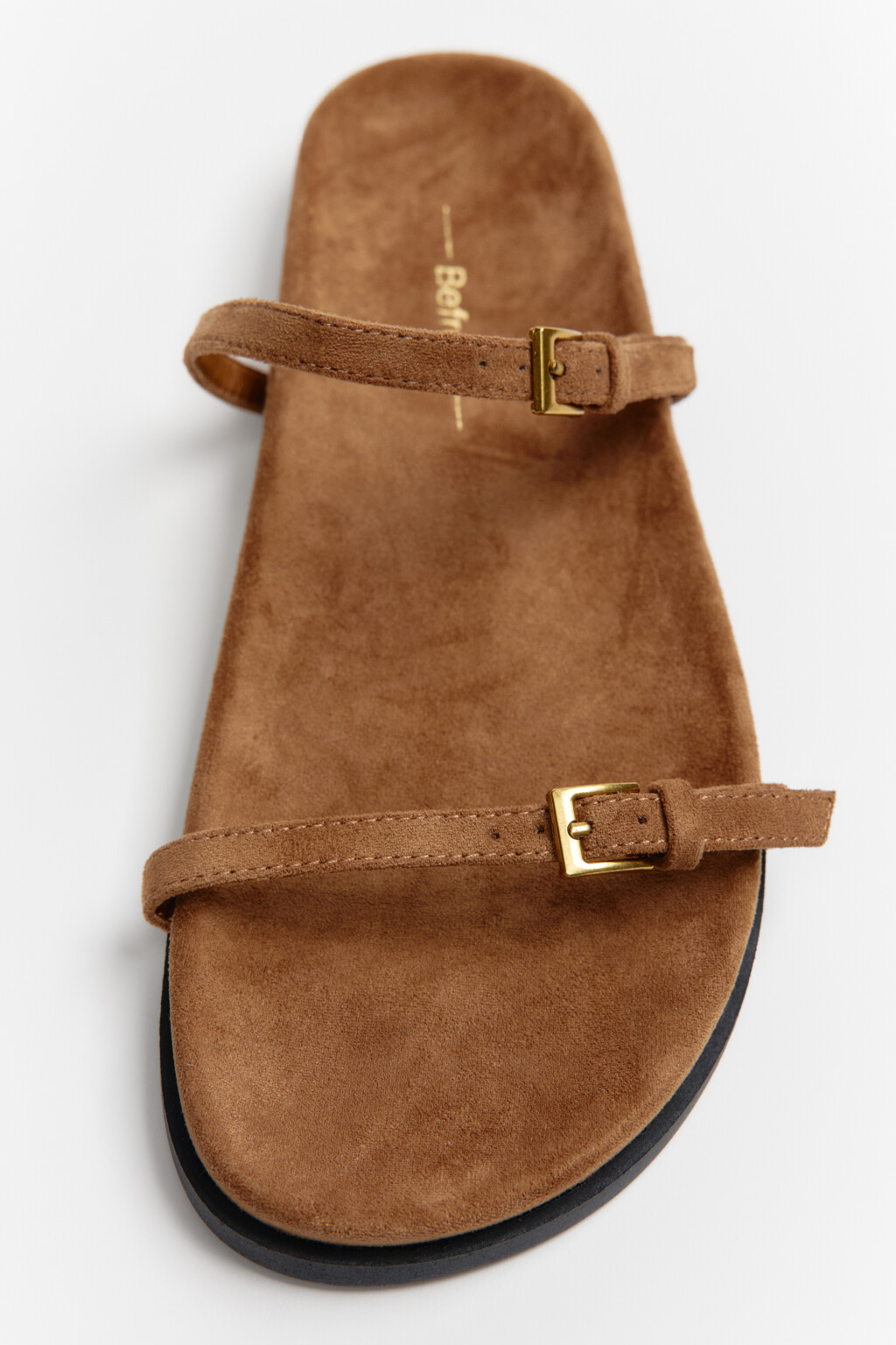 Сандалии с замшевой фактурой и двумя ремешками - цвет бежевый - 1