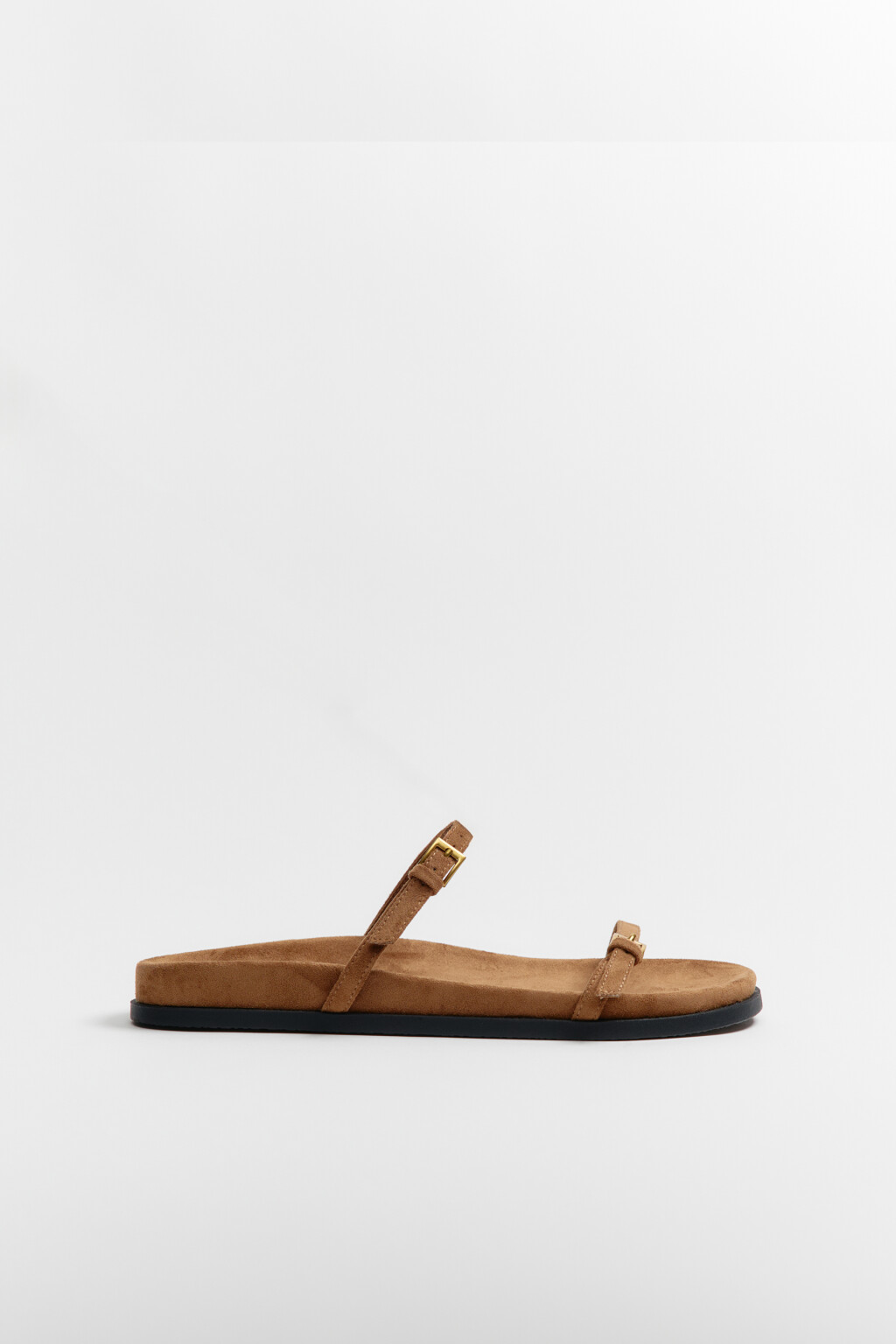 Сандалии с замшевой фактурой и двумя ремешками - цвет бежевый - 2