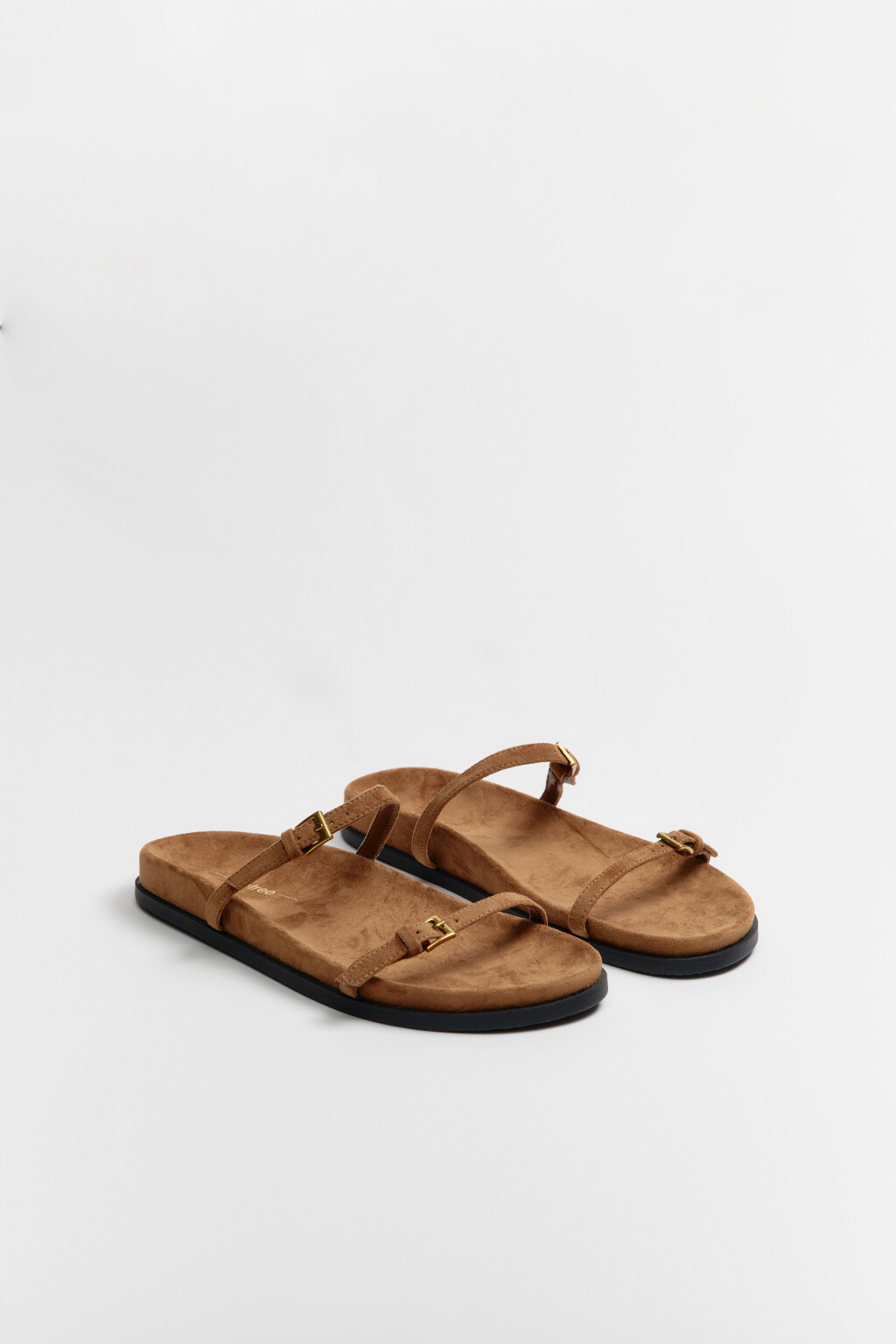 Сандалии с замшевой фактурой и двумя ремешками - цвет бежевый - 4