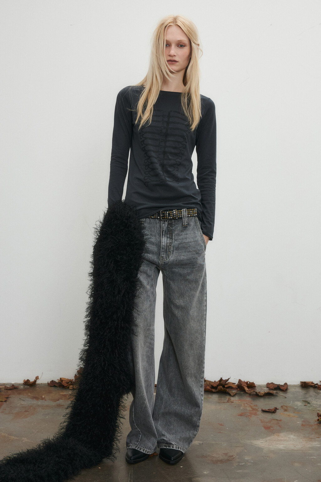 Лонгслив с принтом-галунами - цвет серый - 5
