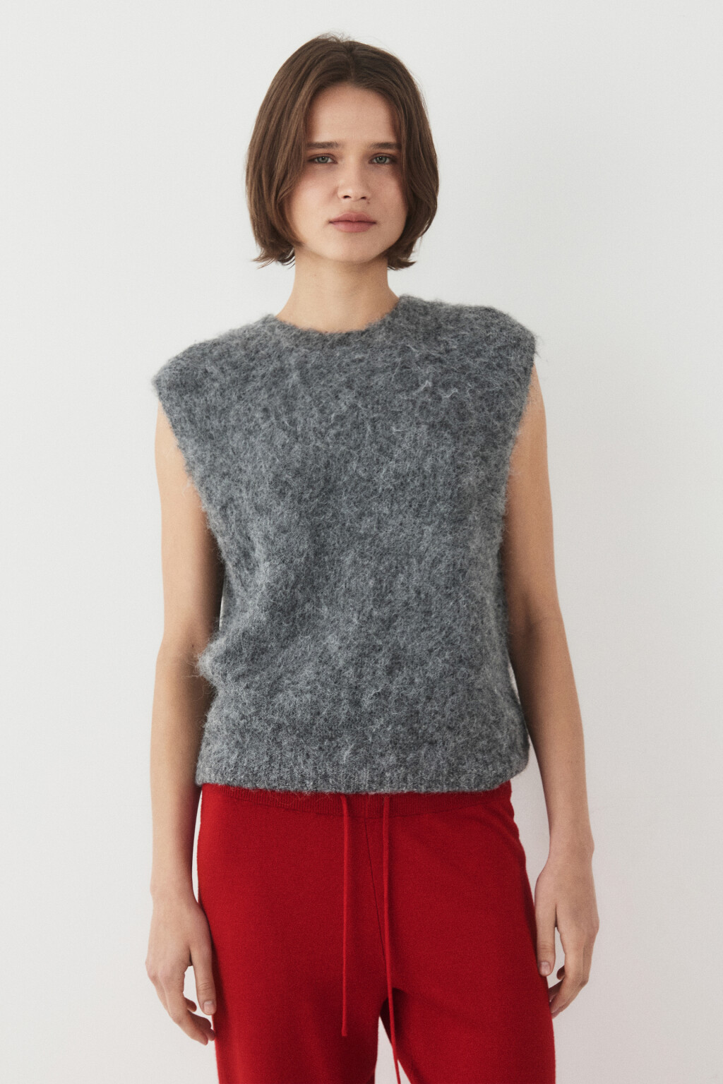 Жилет вязаный с шерстью - цвет серый - 2