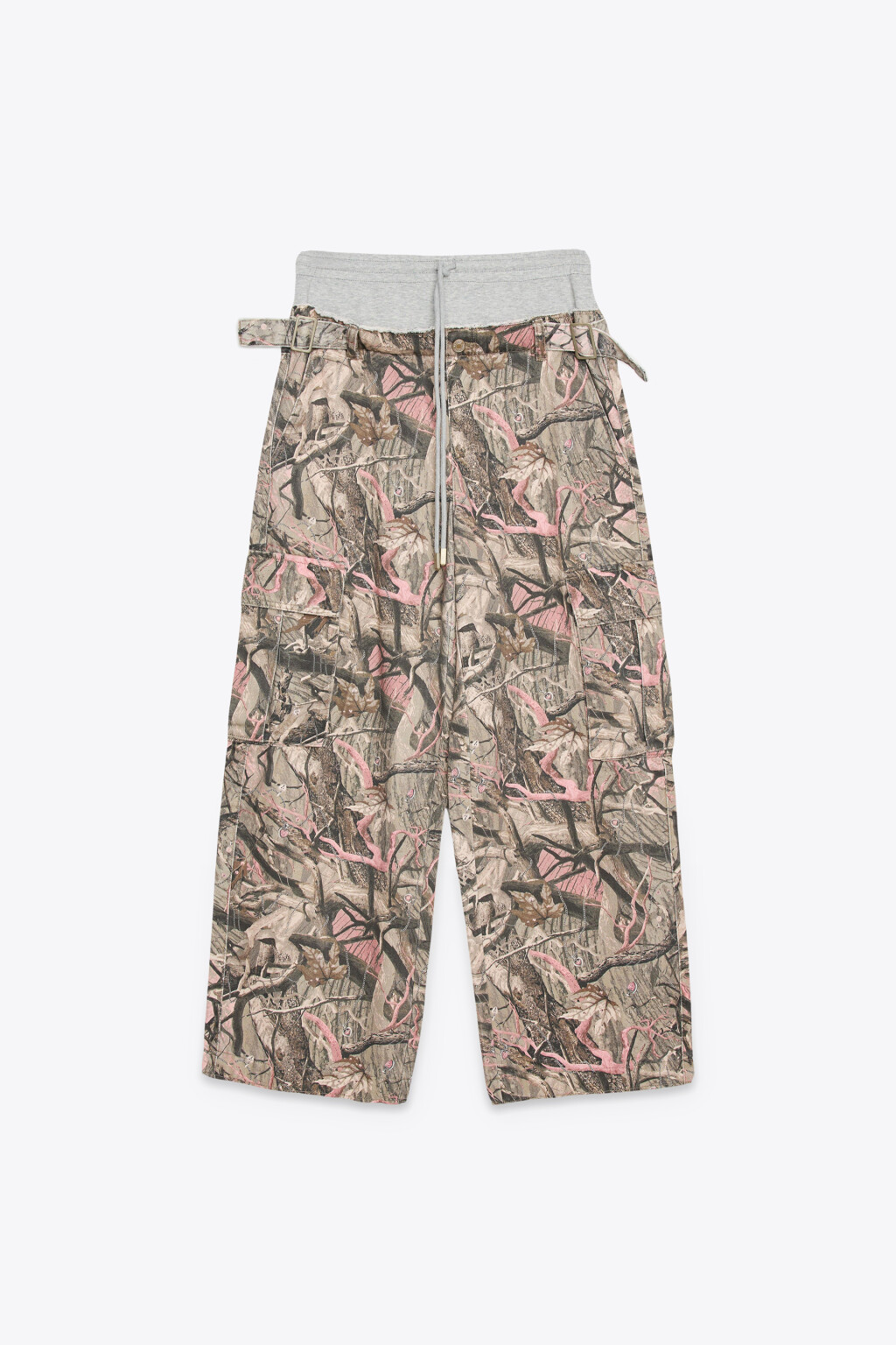 Брюки карго с принтом и трикотажным поясом - цвет зеленый - 1