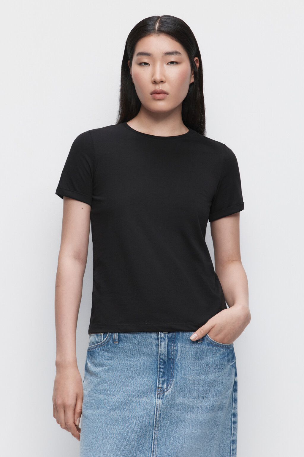 Футболка BOXY хлопковая базовая - цвет черный - 1