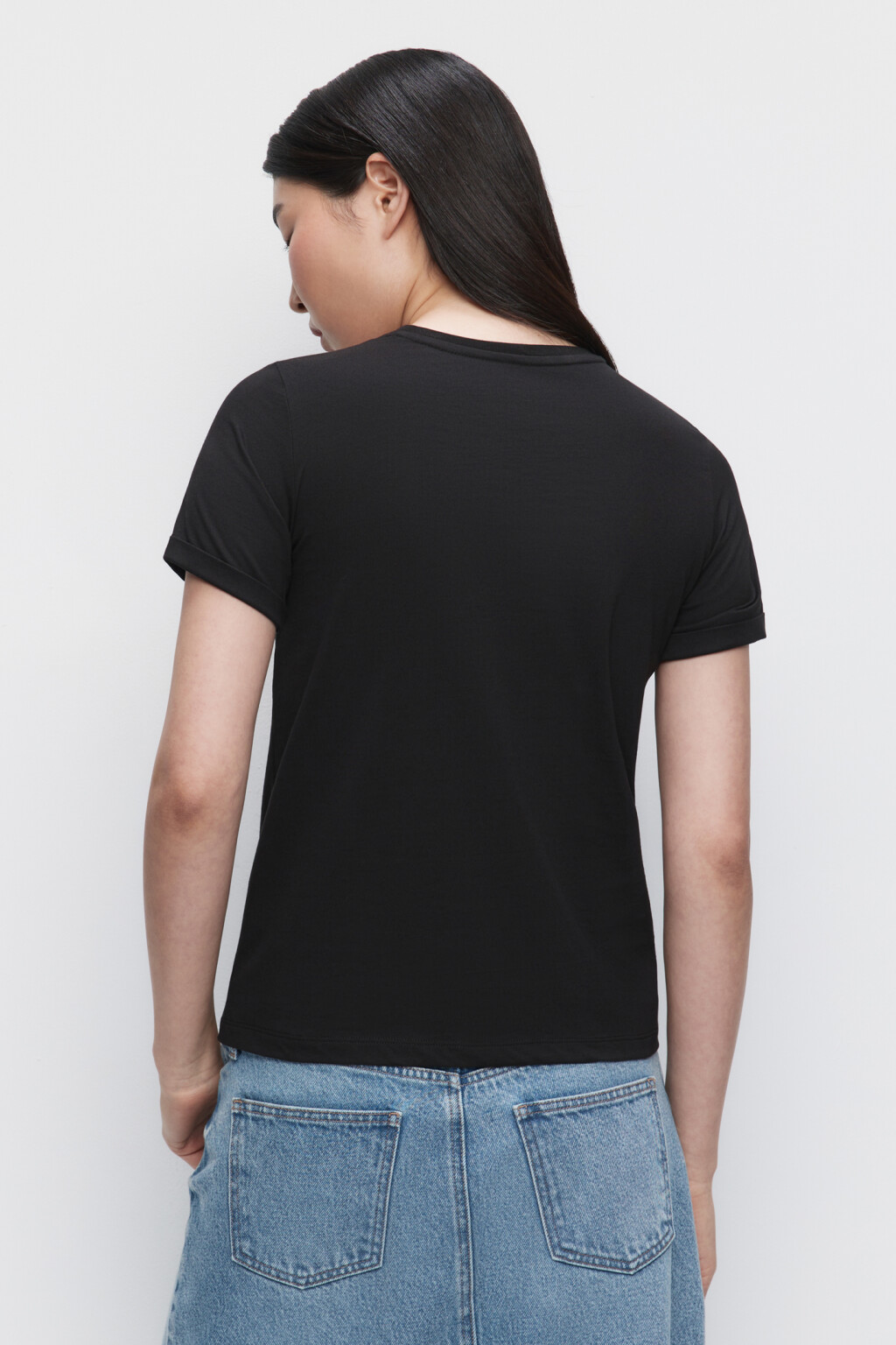 Футболка BOXY хлопковая базовая - цвет черный - 3