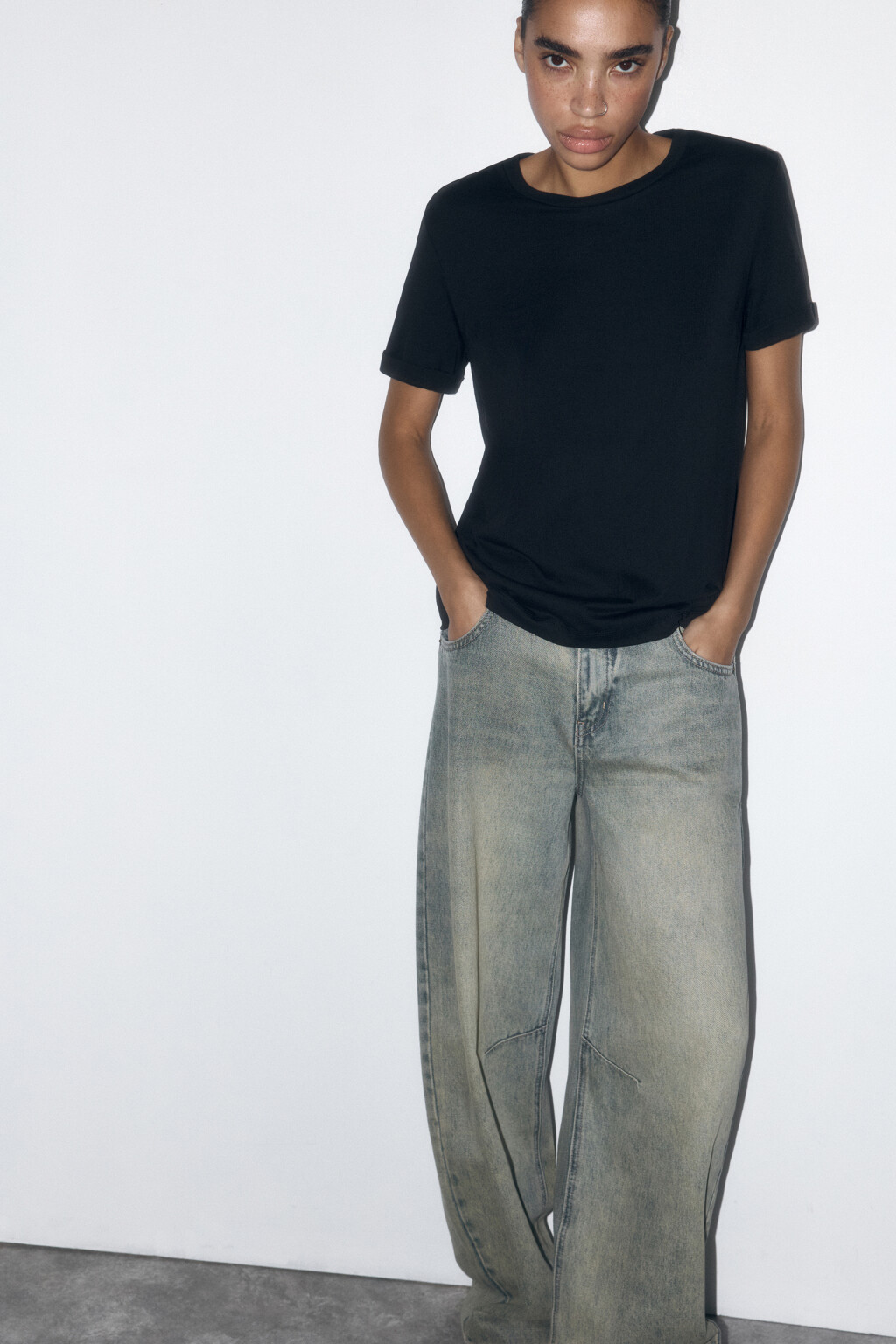 Футболка boxy fit базовая из хлопка - цвет черный - 1