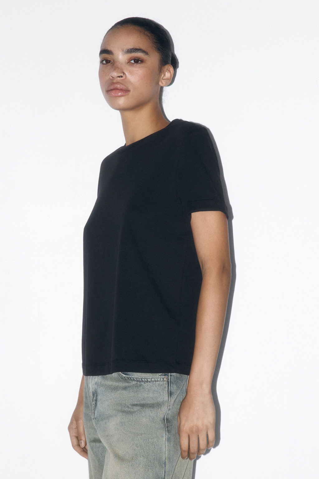 Футболка boxy fit базовая из хлопка - цвет черный - 3