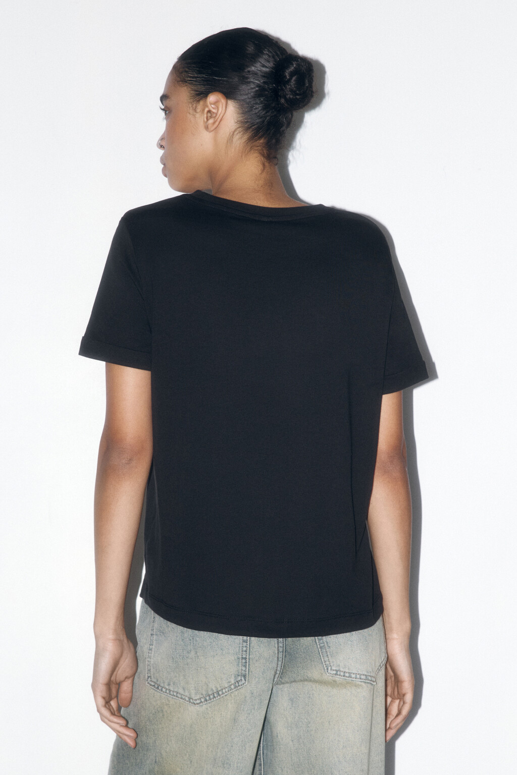 Футболка boxy fit базовая из хлопка - цвет черный - 4