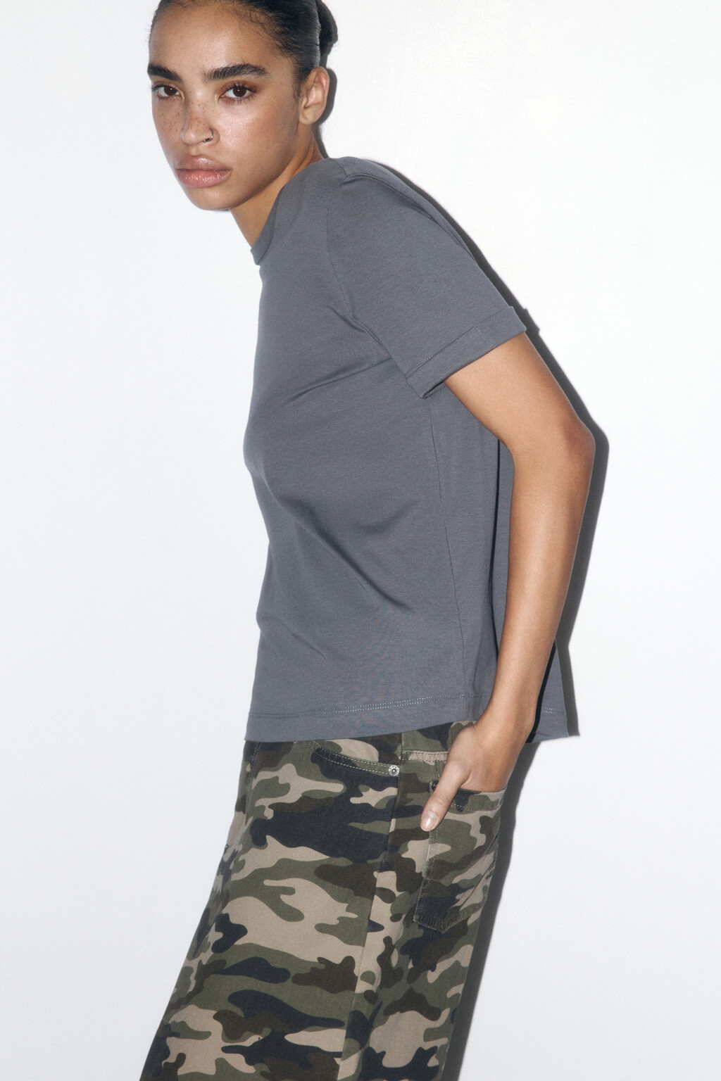 Футболка boxy fit базовая из хлопка - цвет серый - 1