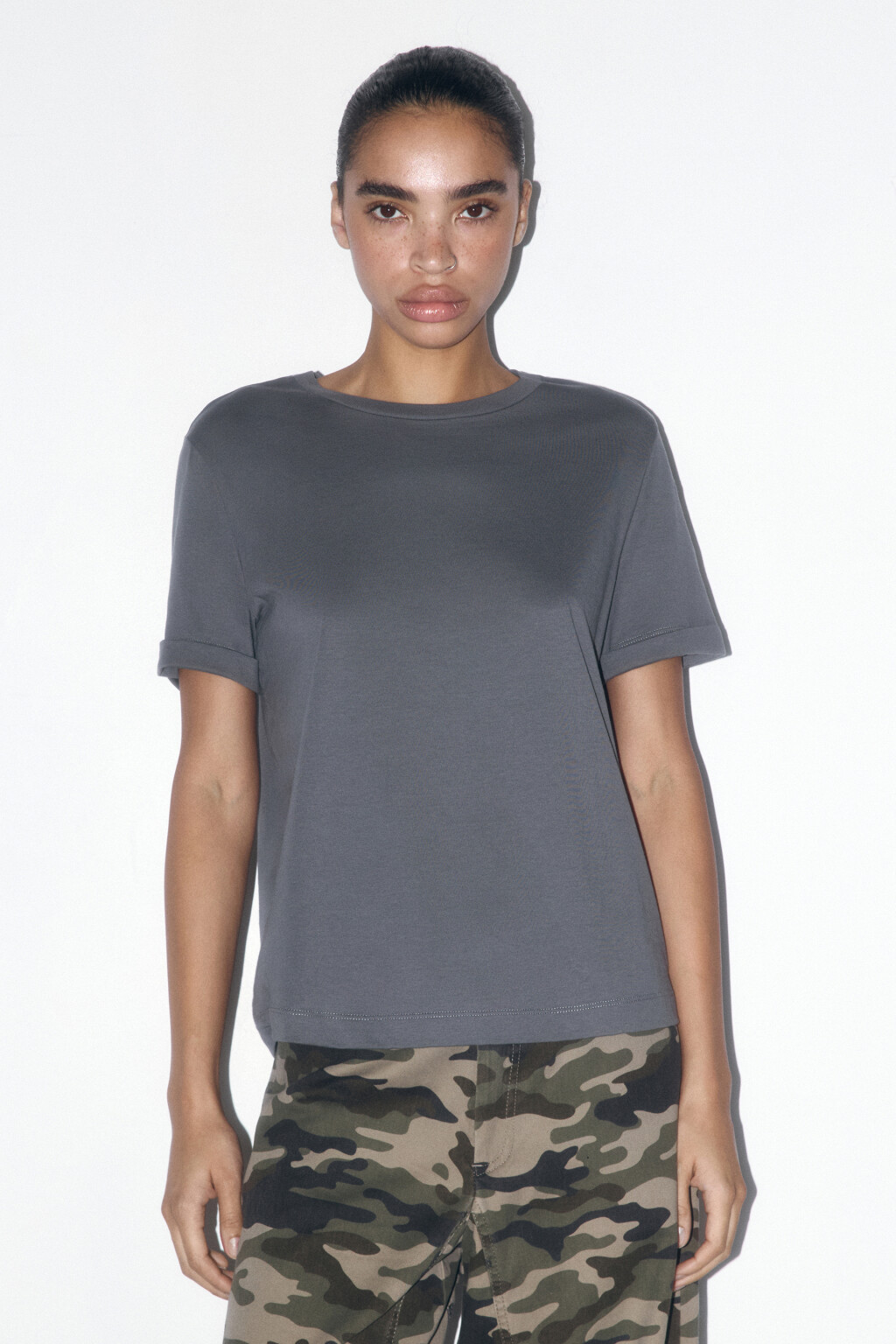 Футболка boxy fit базовая из хлопка - цвет серый - 2