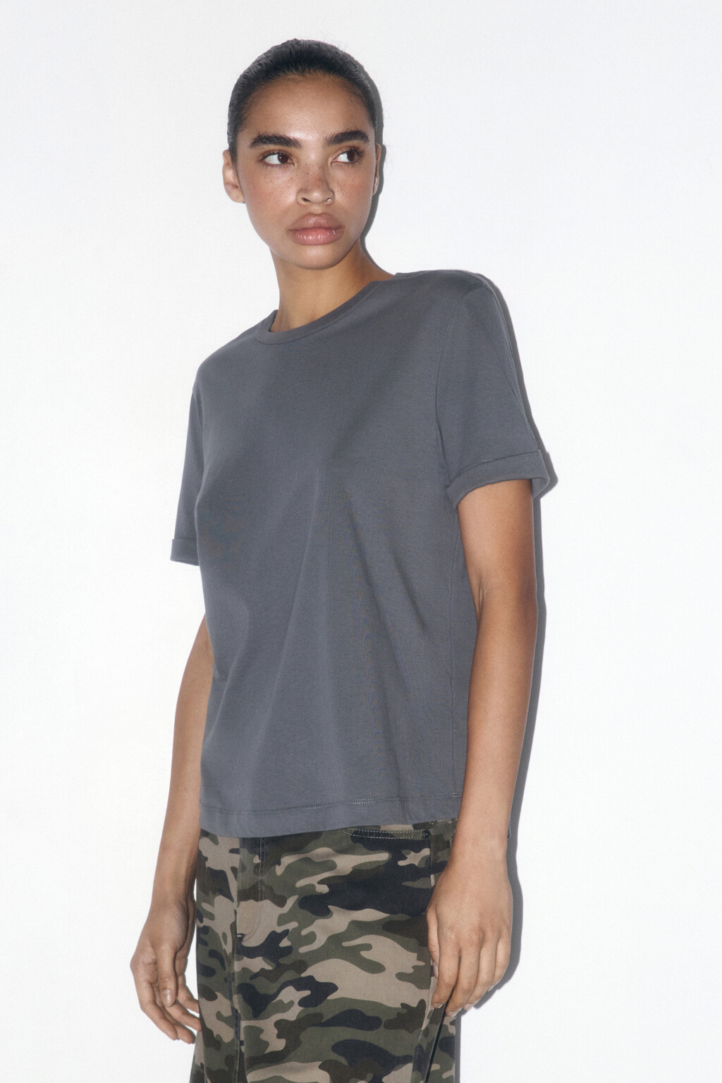 Футболка boxy fit базовая из хлопка - цвет серый - 3