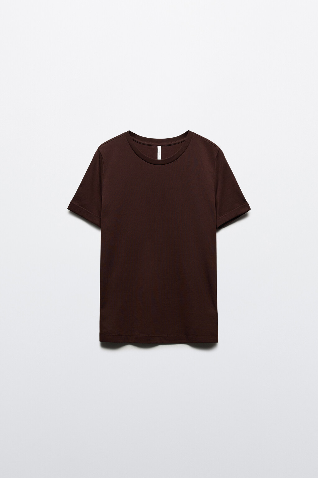 Футболка базовая с подвернутыми рукавами - цвет коричневый - 8