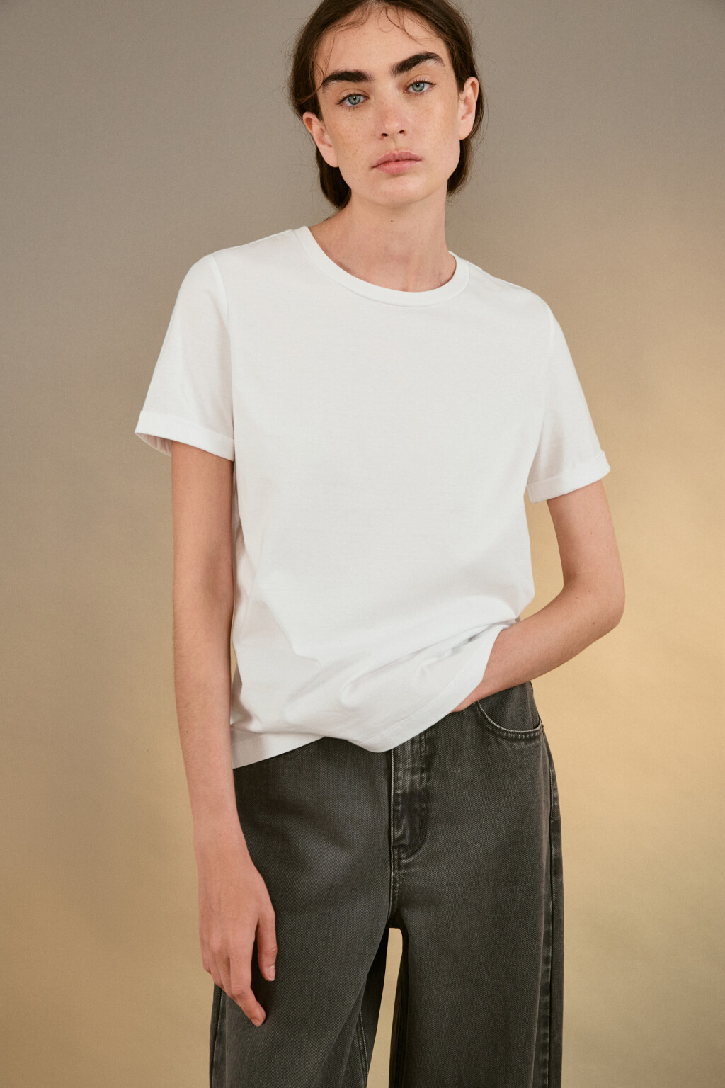 Футболка boxy fit базовая из хлопка - цвет белый - 1