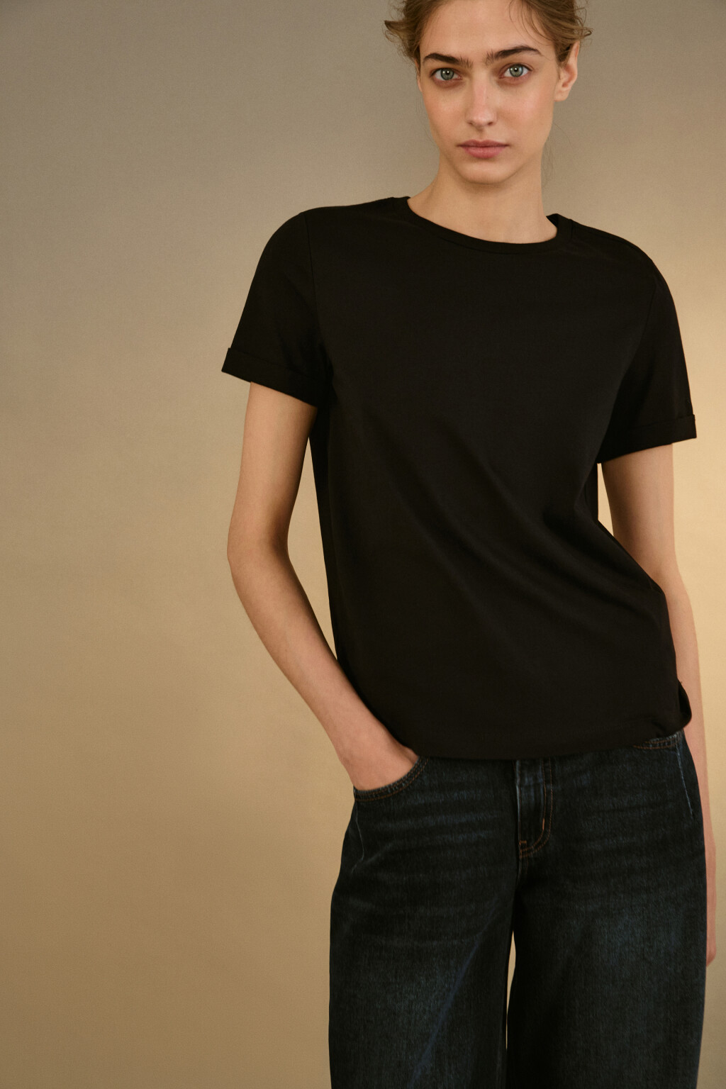 Футболка boxy fit базовая из хлопка - цвет черный - 1