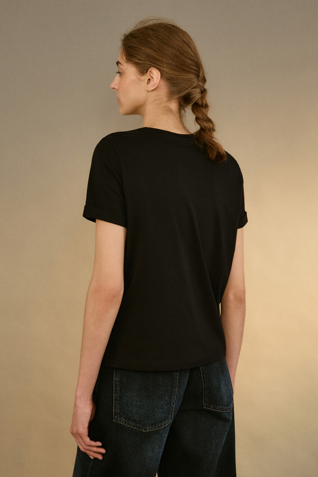 Футболка boxy fit базовая из хлопка - цвет черный - 3