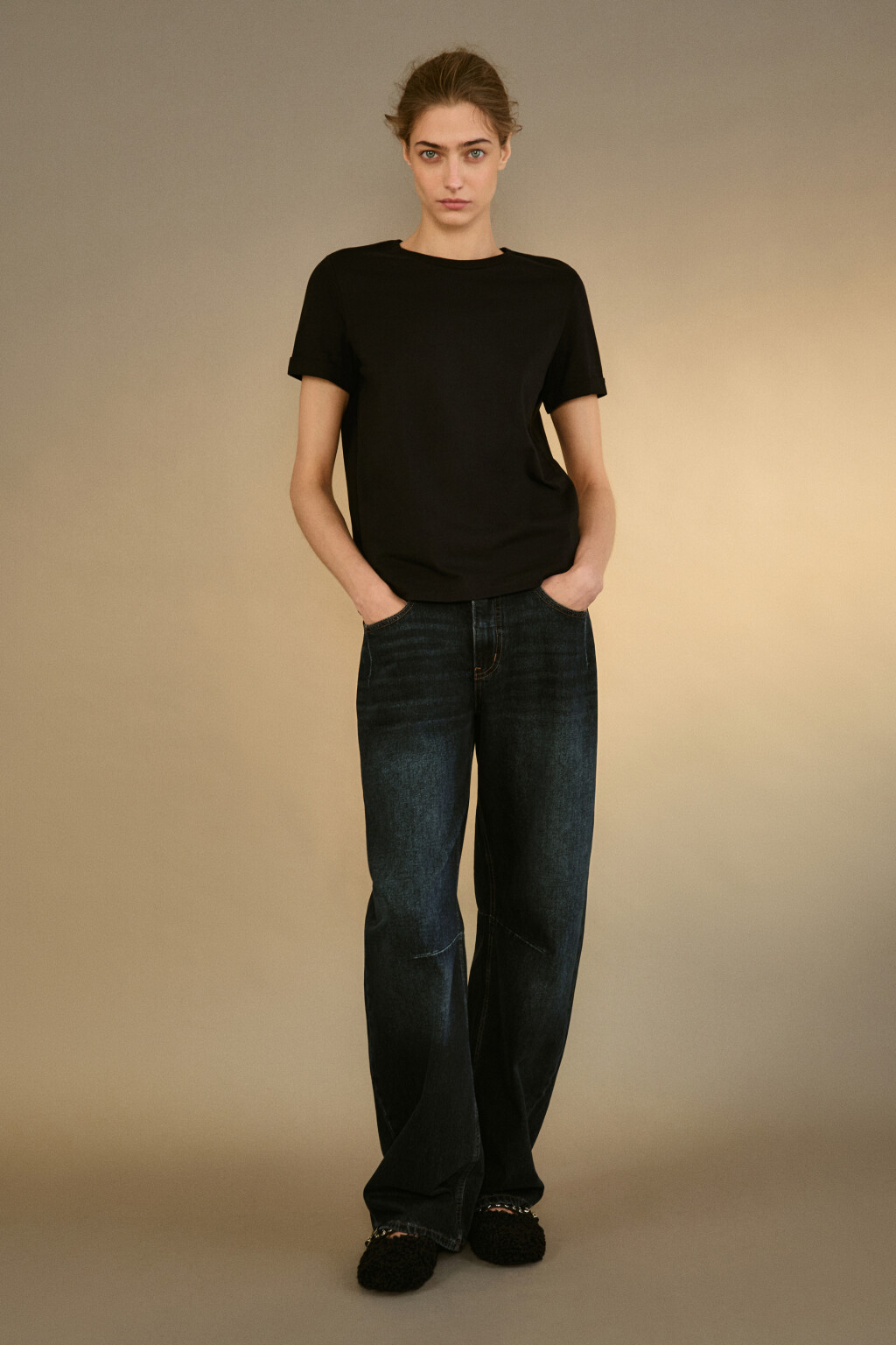 Футболка boxy fit базовая из хлопка - цвет черный - 4