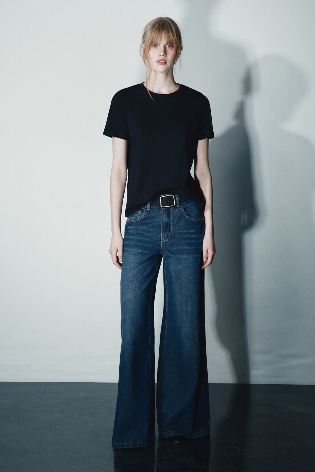 Футболка короткая базовая из хлопка - цвет черный - 4