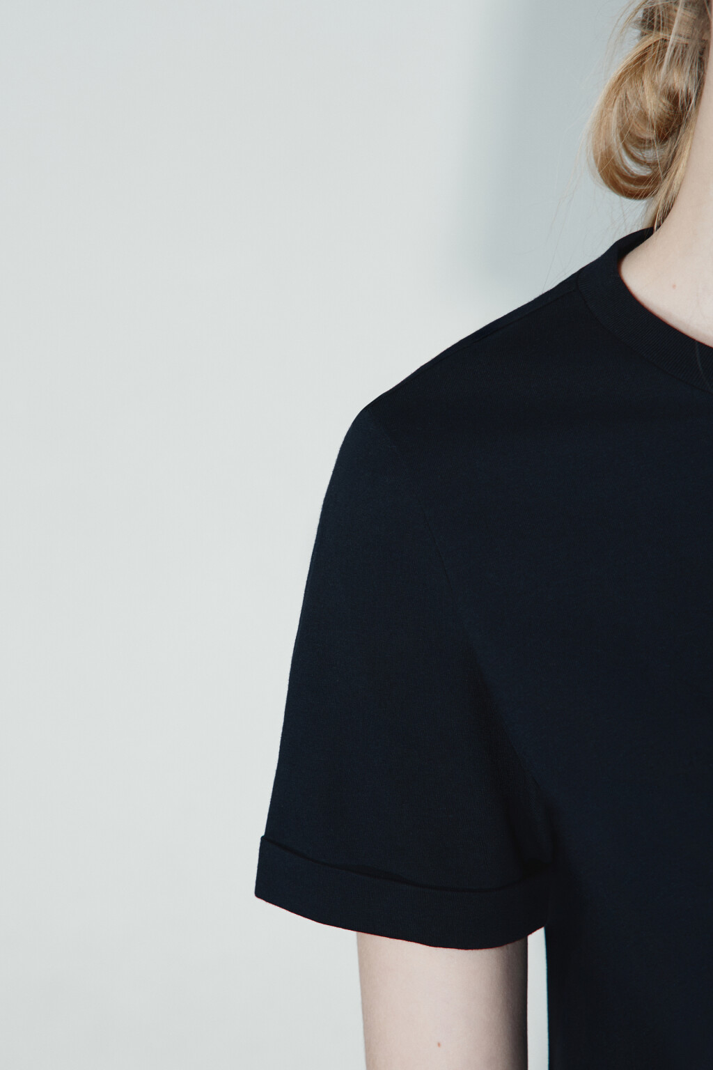 Футболка короткая базовая из хлопка - цвет черный - 5