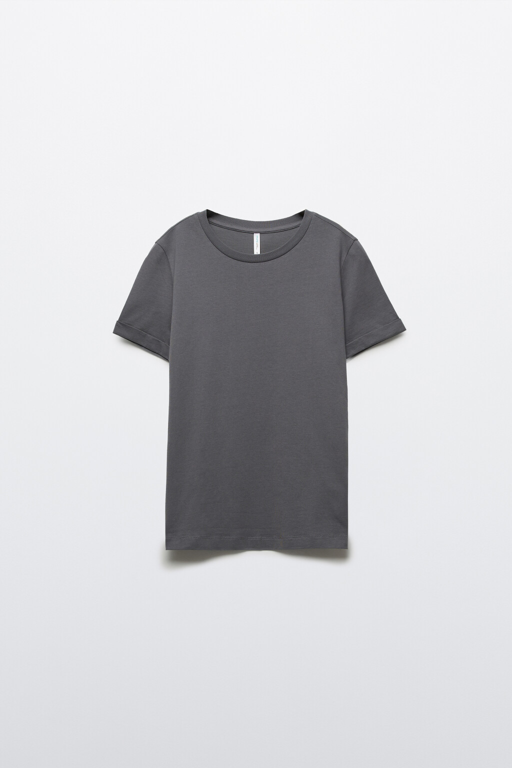 Футболка короткая базовая из хлопка - цвет серый - 1