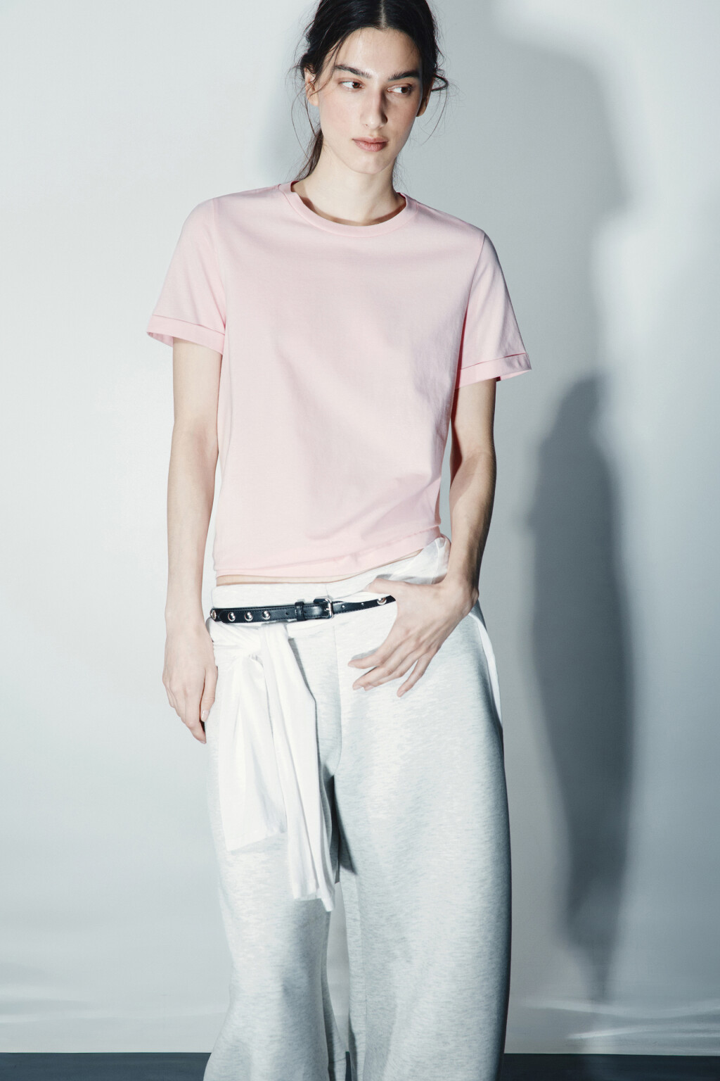 Футболка короткая базовая из хлопка - цвет розовый - 1