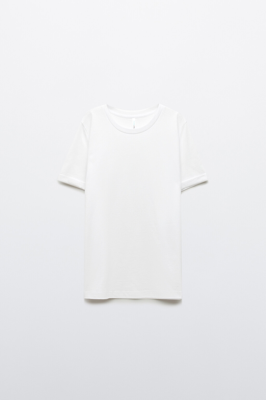 Футболка короткая базовая из хлопка - цвет белый - 1