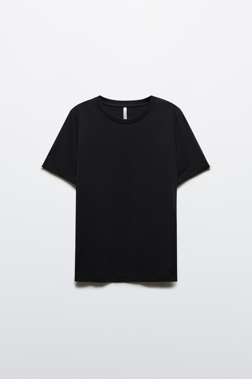 Футболка короткая базовая из хлопка - цвет черный - 1