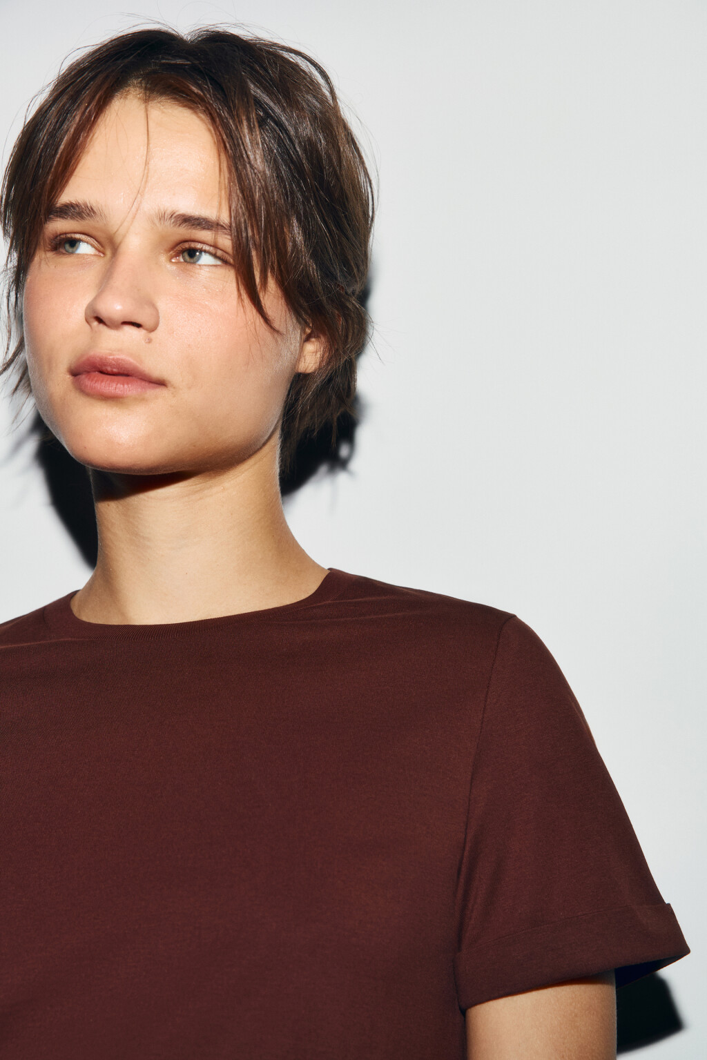 Футболка короткая базовая из хлопка - цвет коричневый - 5