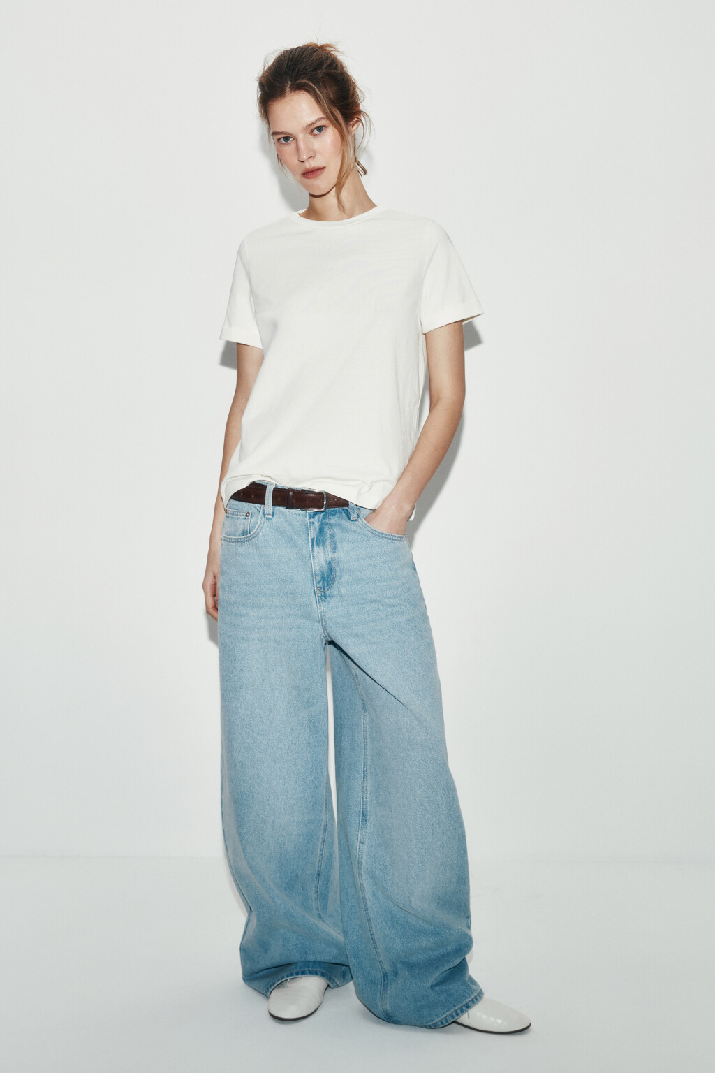 Футболка короткая базовая из хлопка - цвет молочный - 5