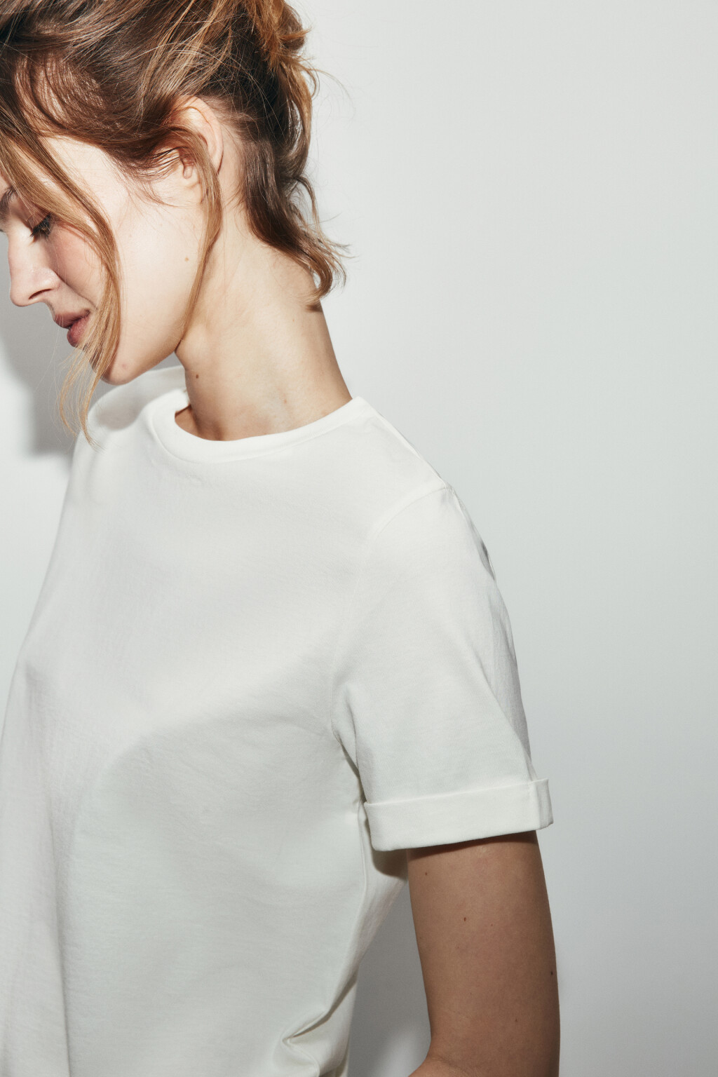 Футболка короткая базовая из хлопка - цвет молочный - 7