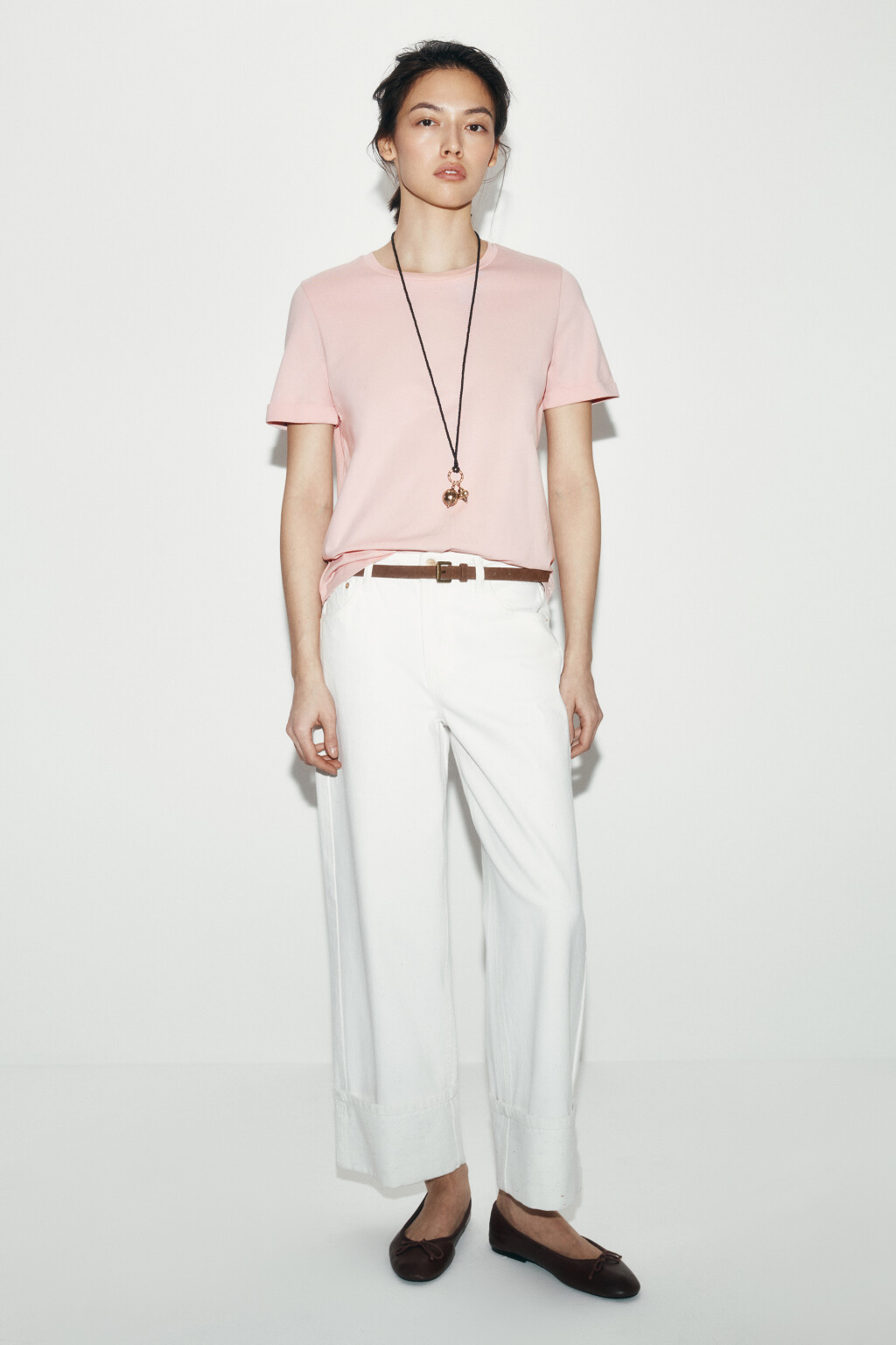 Футболка короткая базовая из хлопка - цвет розовый - 4