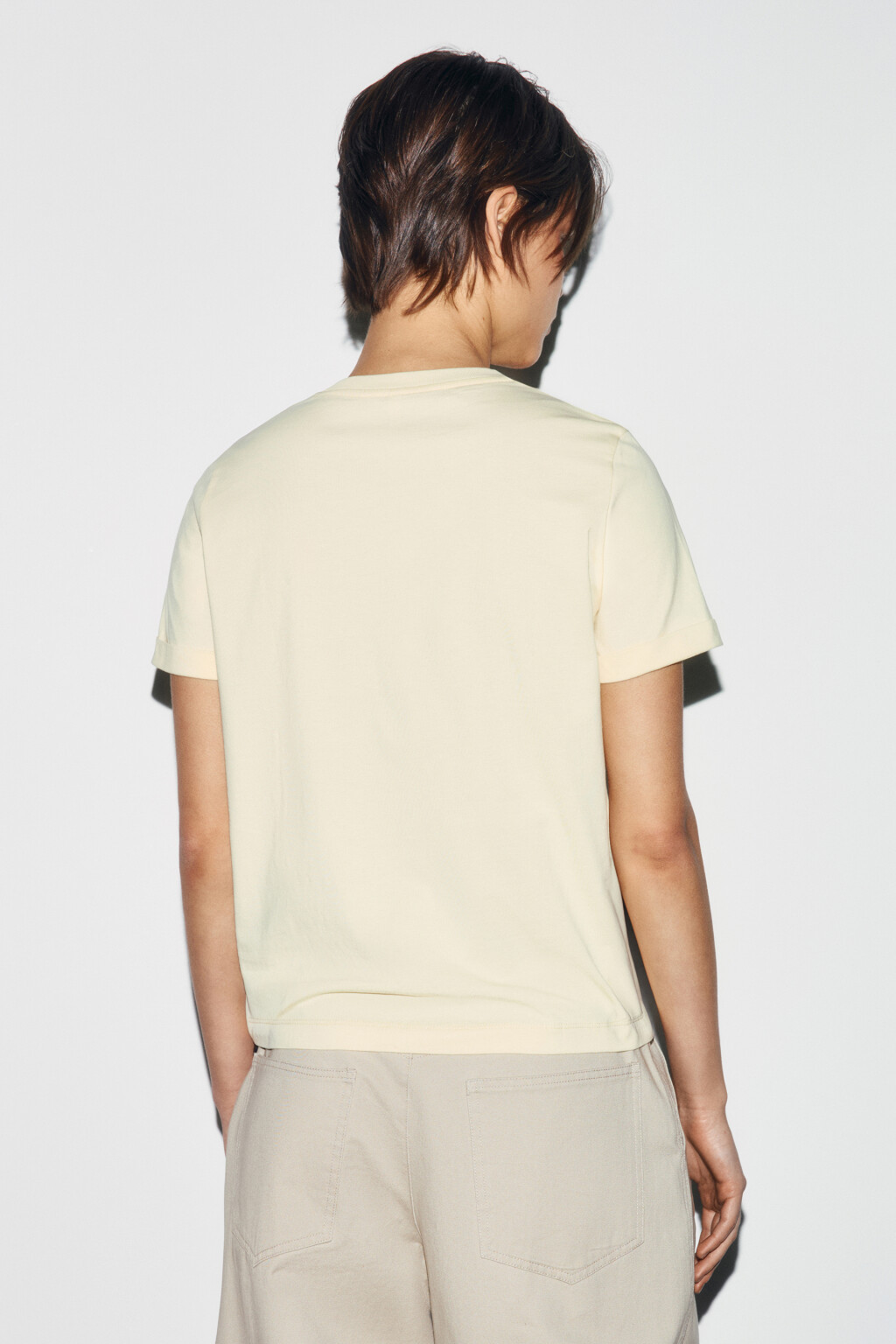 Футболка короткая базовая из хлопка - цвет желтый - 3