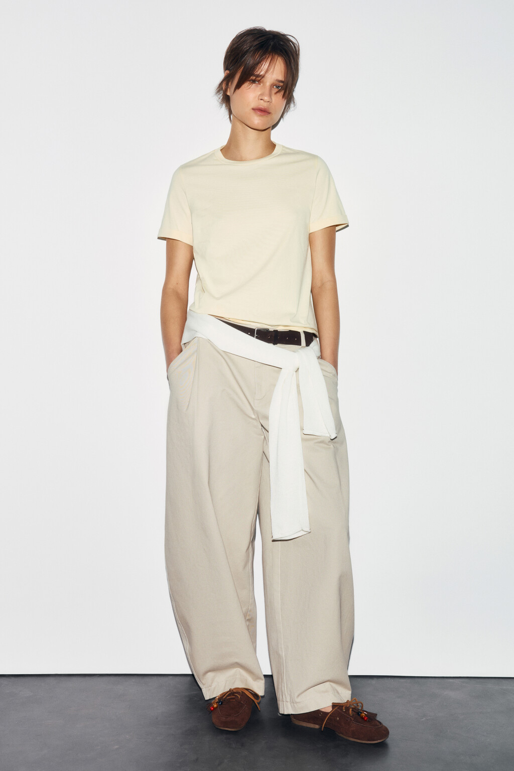 Футболка короткая базовая из хлопка - цвет желтый - 4