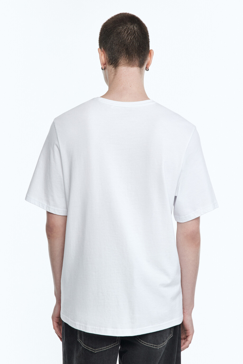 Футболка прямая хлопковая с принтом-надписью на груди - цвет белый - 3