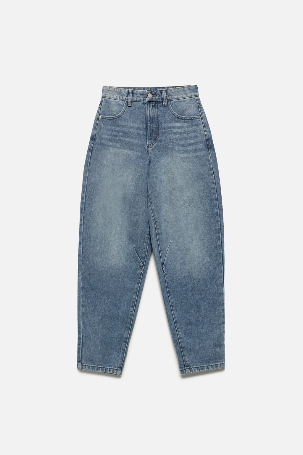 Джинсы-бананы широкие с декоративными швами - цвет голубой - 8