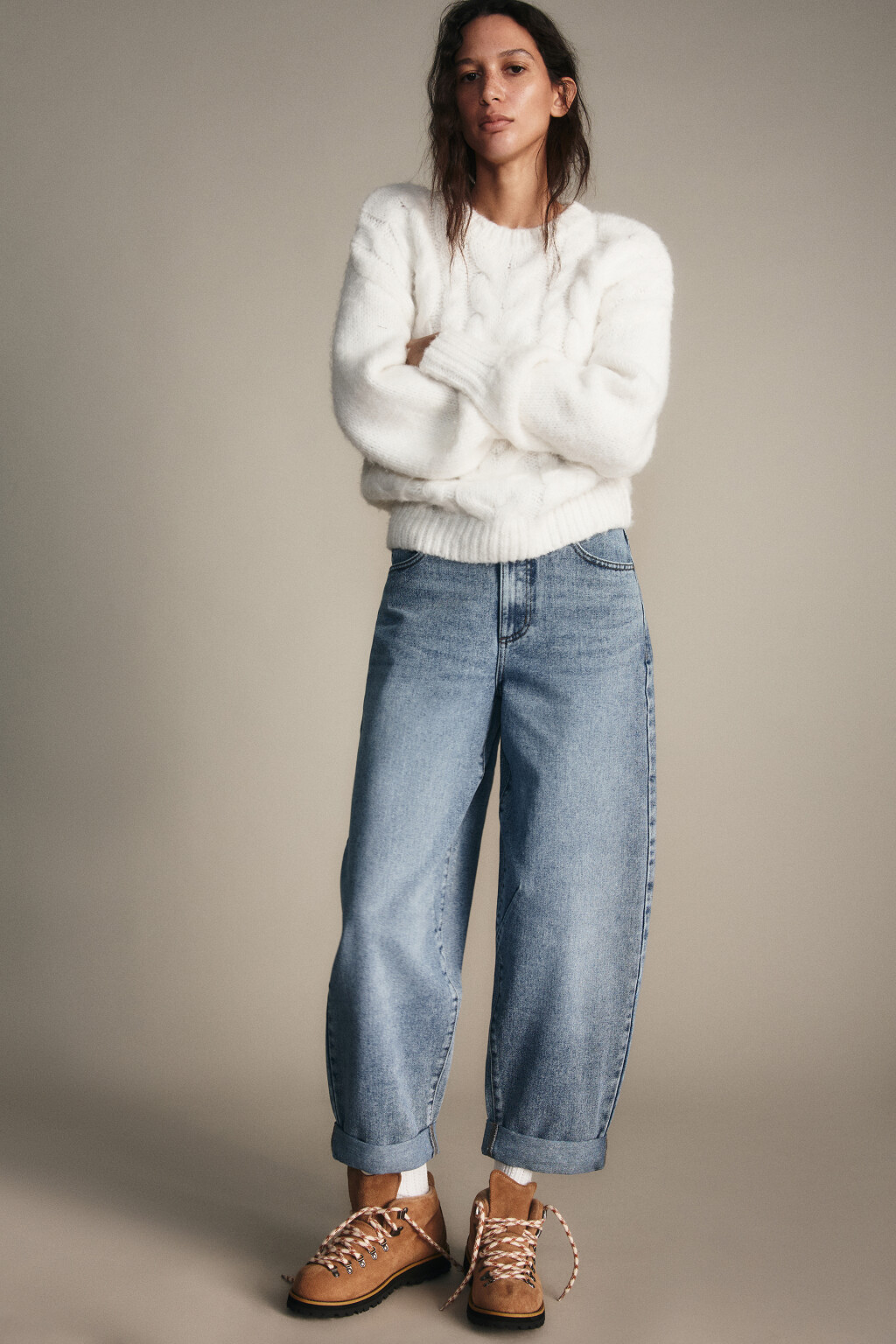 Джинсы barrel fit с высокой посадкой - цвет голубой - 2