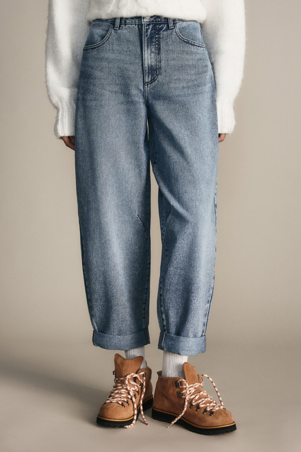 Джинсы barrel fit с высокой посадкой - цвет голубой - 3