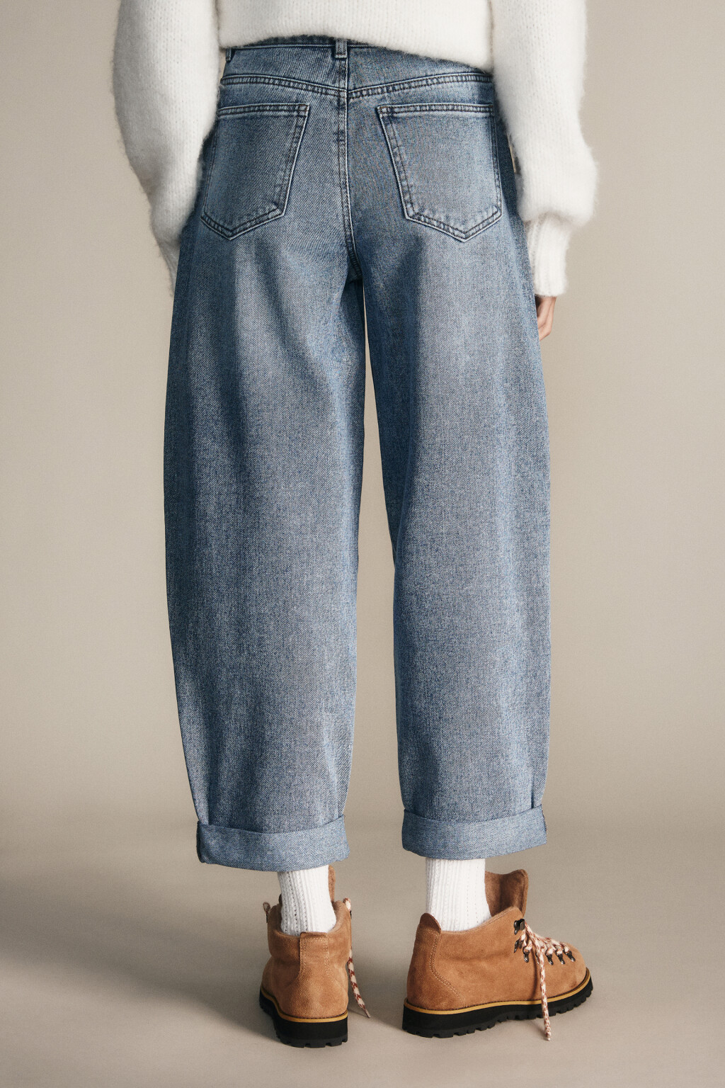 Джинсы barrel fit с высокой посадкой - цвет голубой - 4