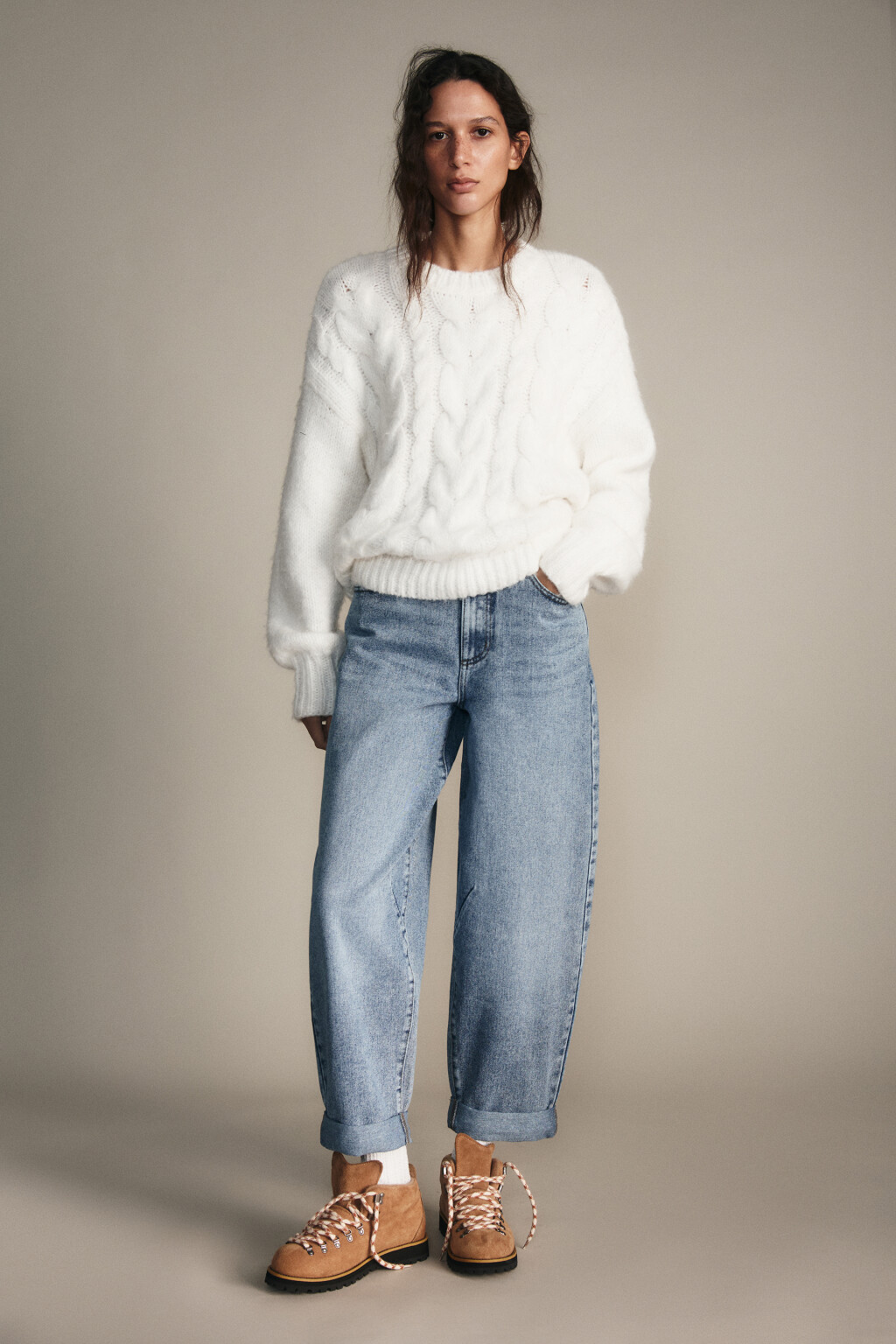 Джинсы barrel fit с высокой посадкой - цвет голубой - 5