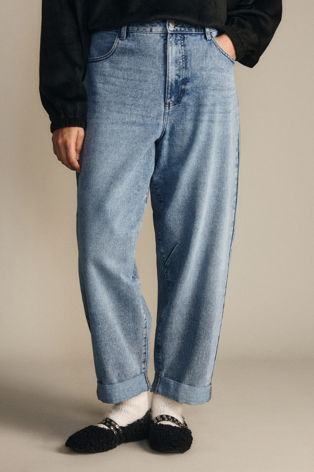 Джинсы barrel fit с высокой посадкой - цвет голубой - 2