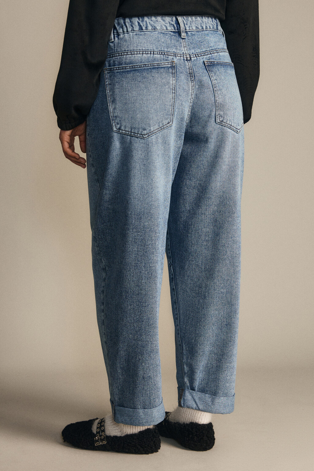 Джинсы barrel fit с высокой посадкой - цвет голубой - 3