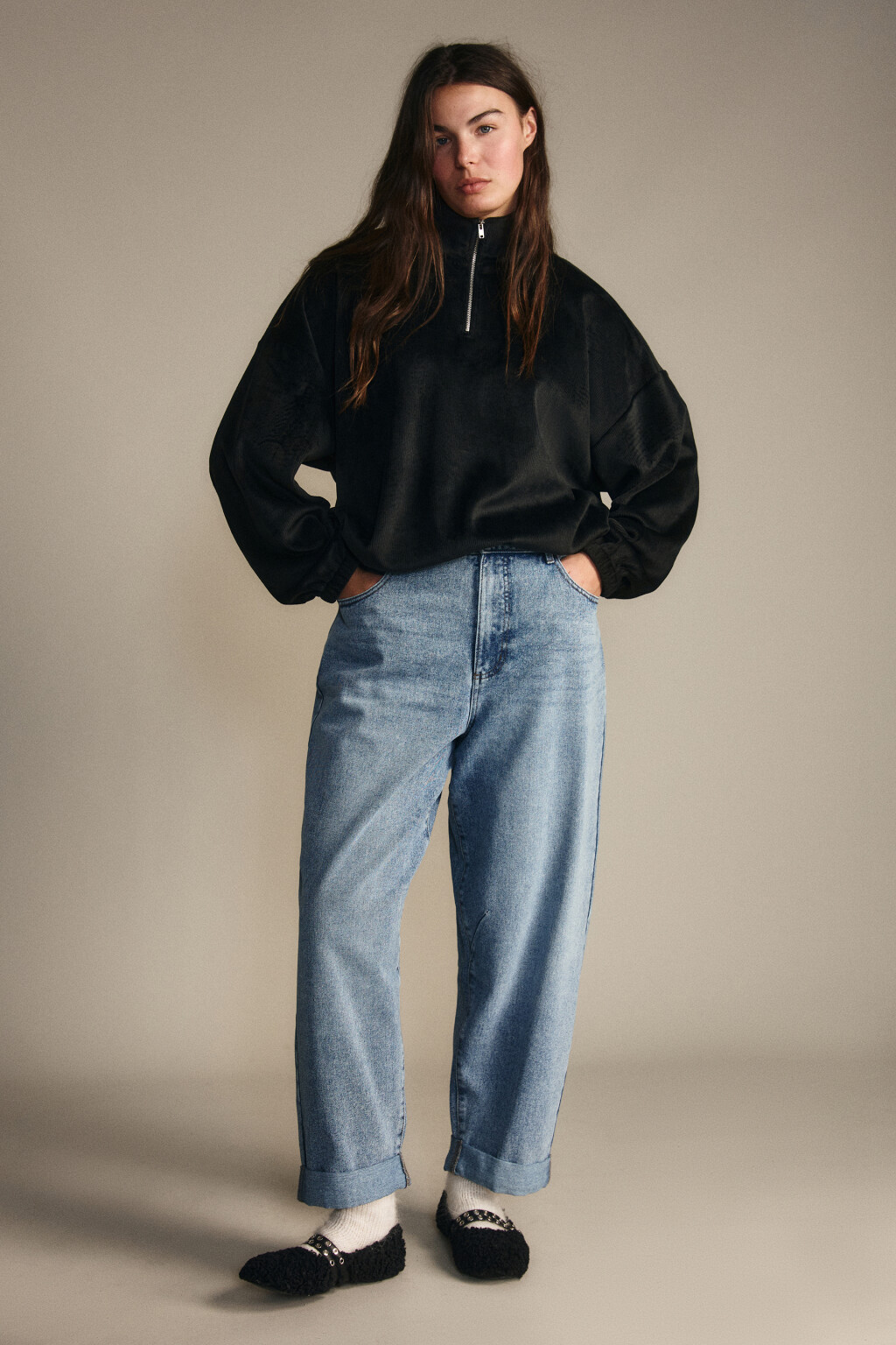 Джинсы barrel fit с высокой посадкой - цвет голубой - 4