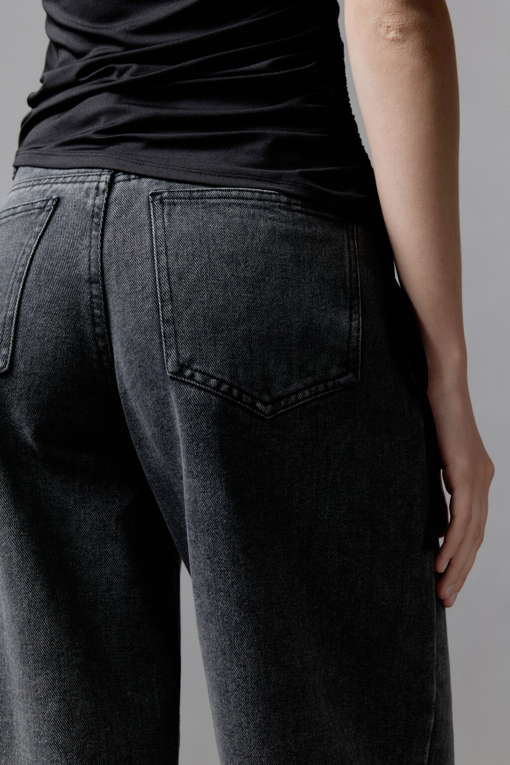 Джинсы-бананы широкие с высокой посадкой - цвет серый - 7