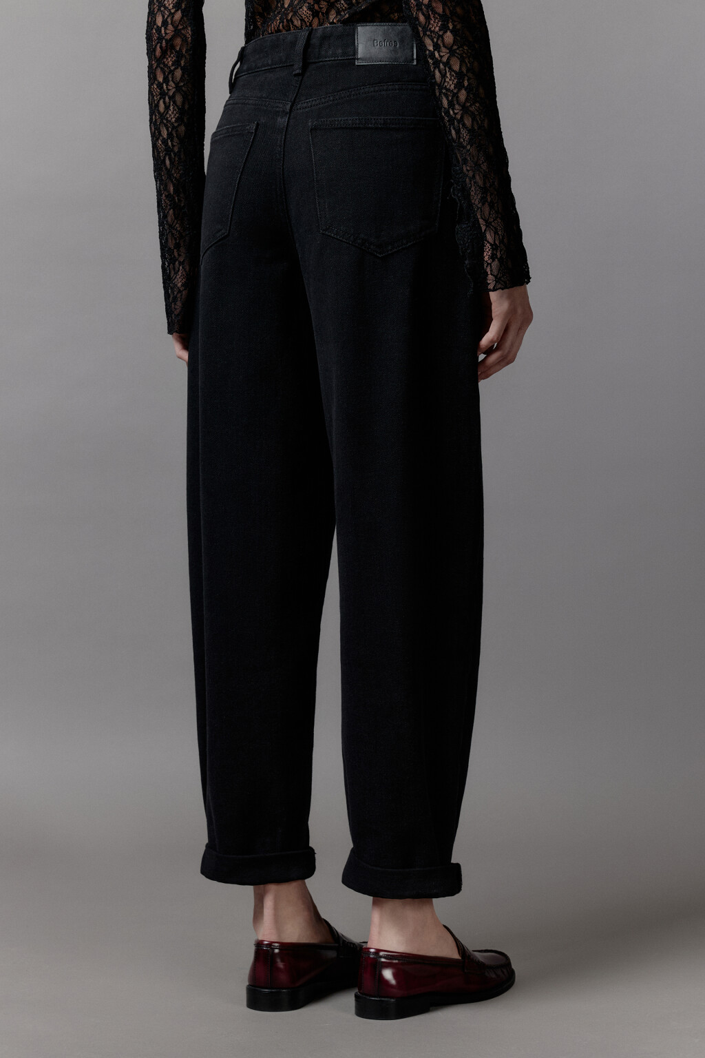 Джинсы-бананы широкие с высокой посадкой - цвет черный - 3