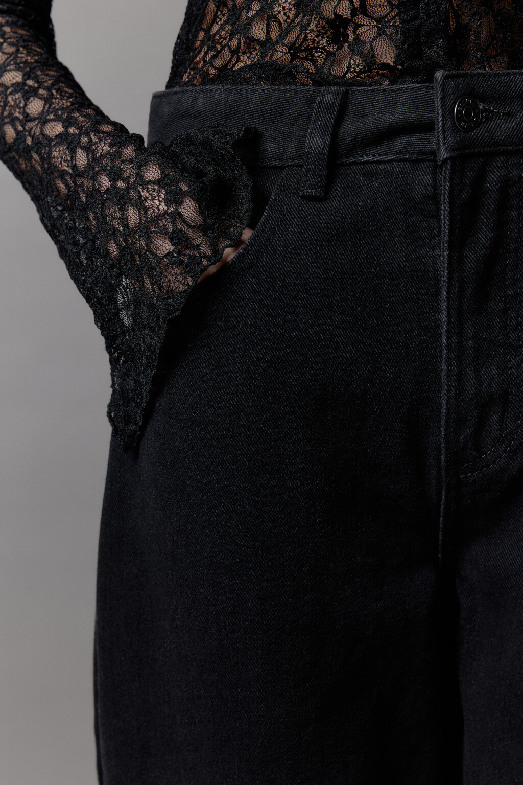 Джинсы-бананы широкие с высокой посадкой - цвет черный - 6