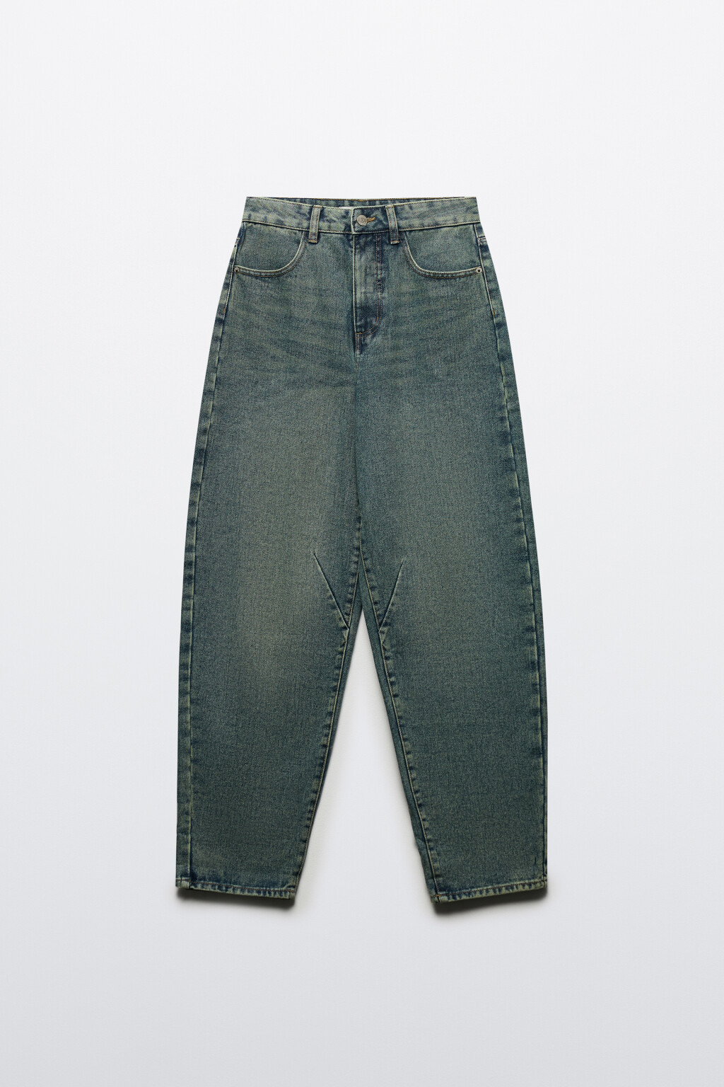 Джинсы-бананы широкие с высокой посадкой - цвет темный тинт - 7