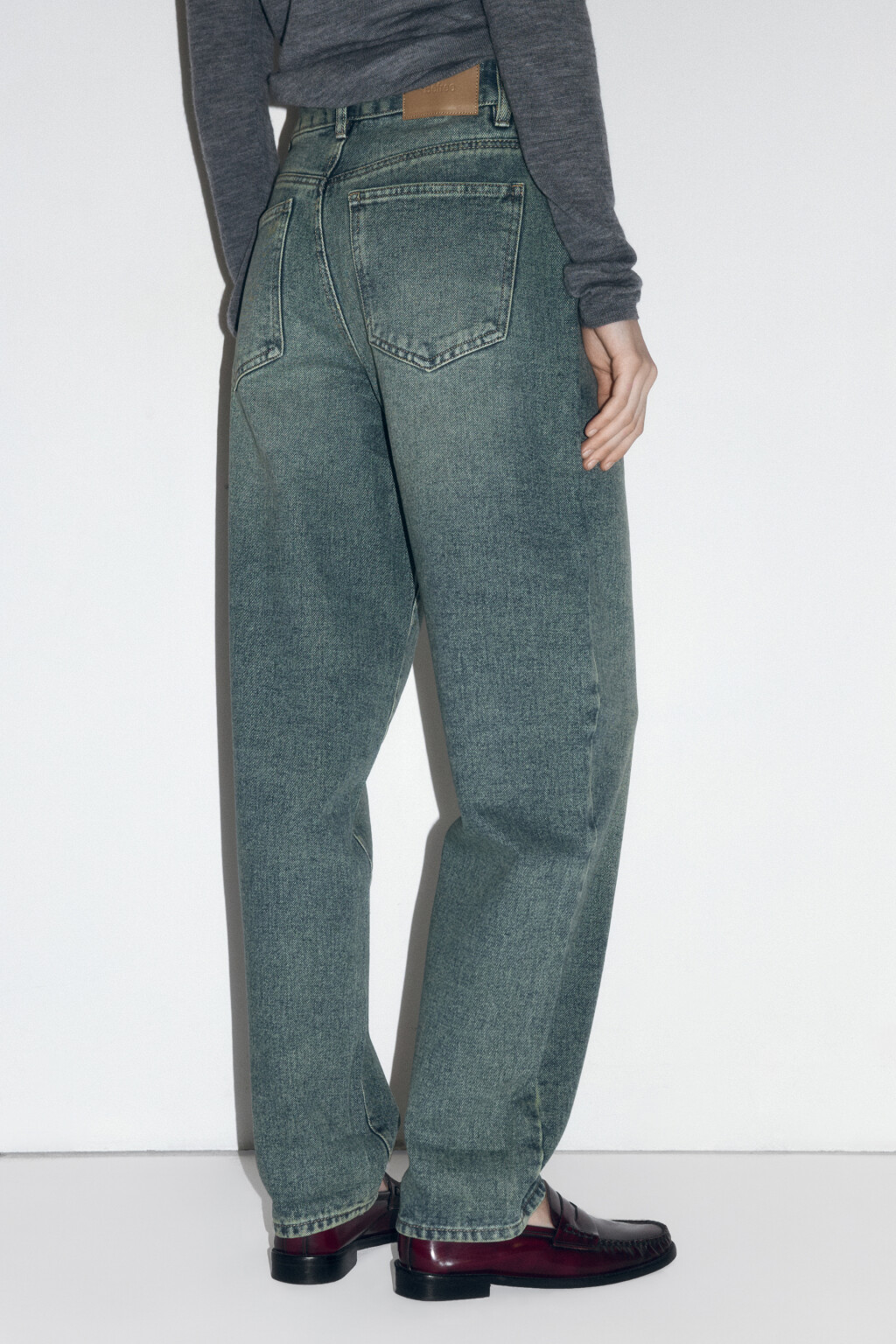Джинсы-бананы широкие с высокой посадкой - цвет темный тинт - 3