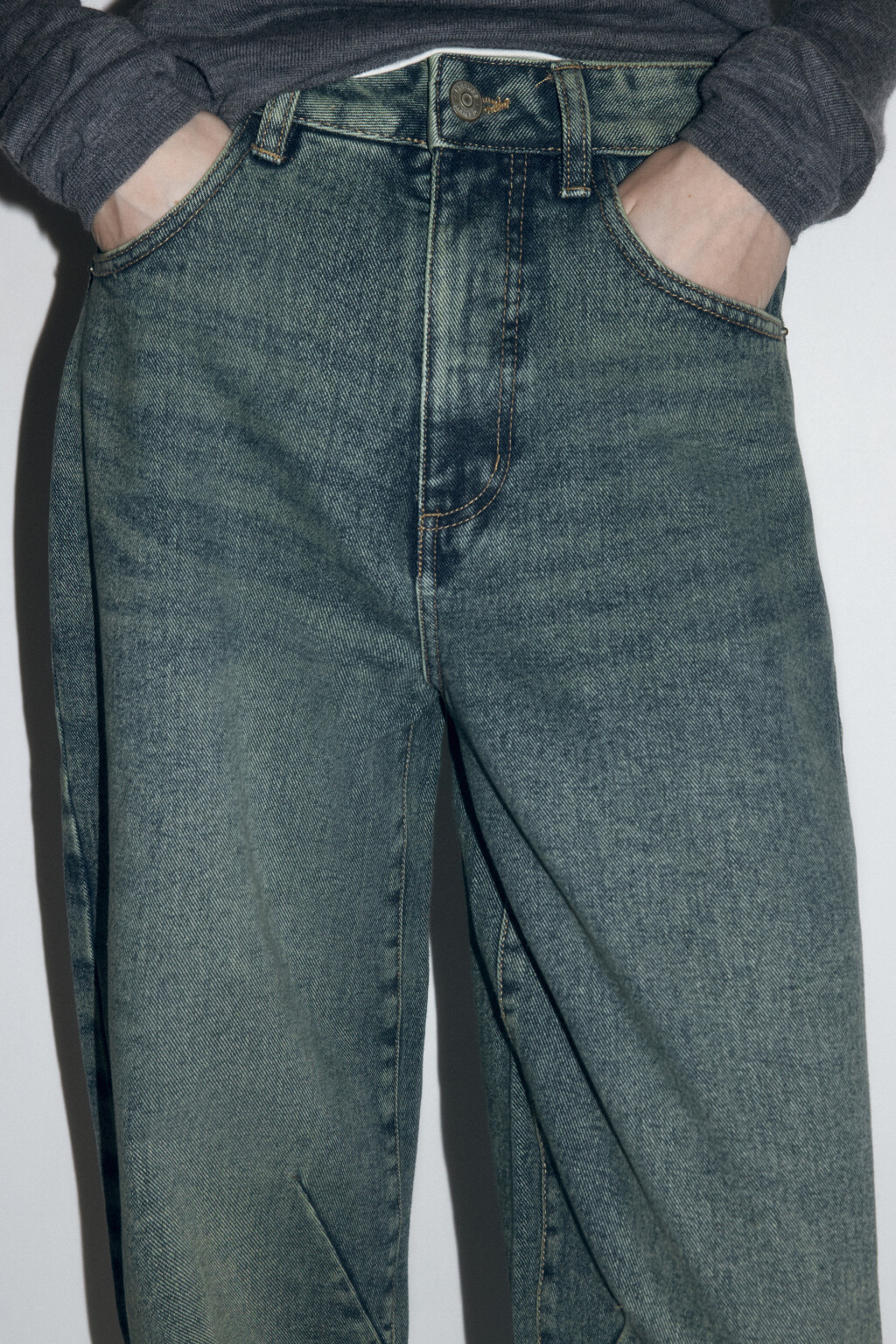 Джинсы-бананы широкие с высокой посадкой - цвет темный тинт - 5