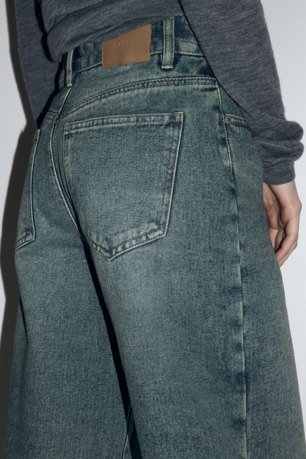 Джинсы-бананы широкие с высокой посадкой - цвет темный тинт - 6