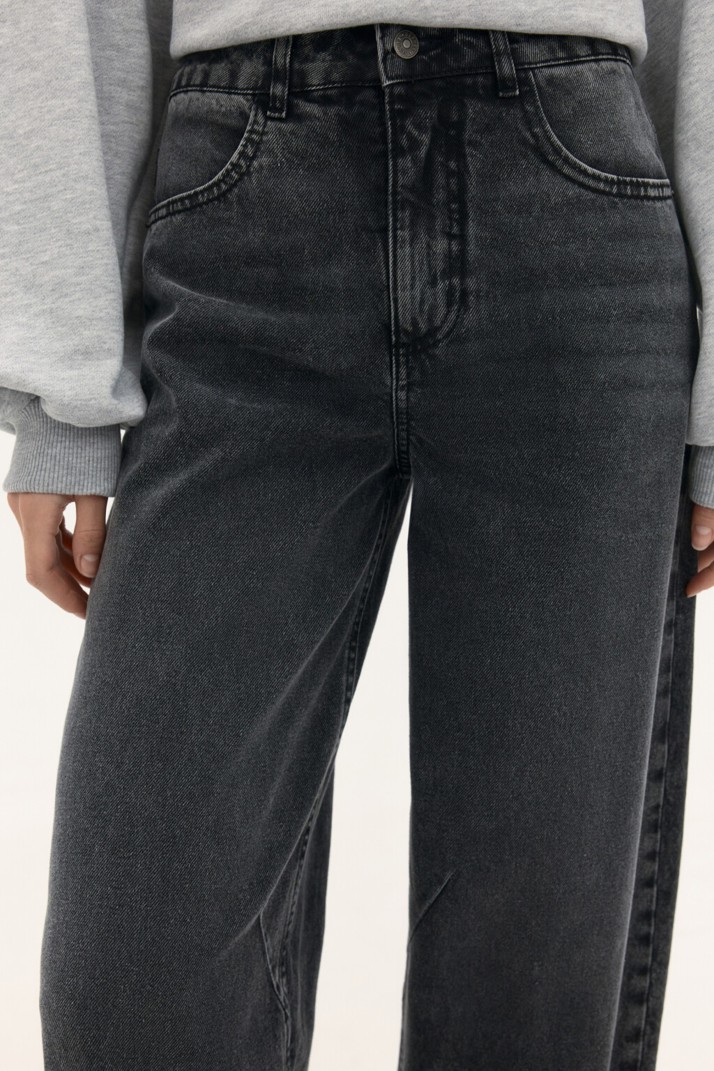 Джинсы-бананы с высокой посадкой - цвет серый - 5